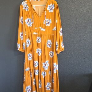 💜Old Navy Orange Floral Long Sleeve Dress